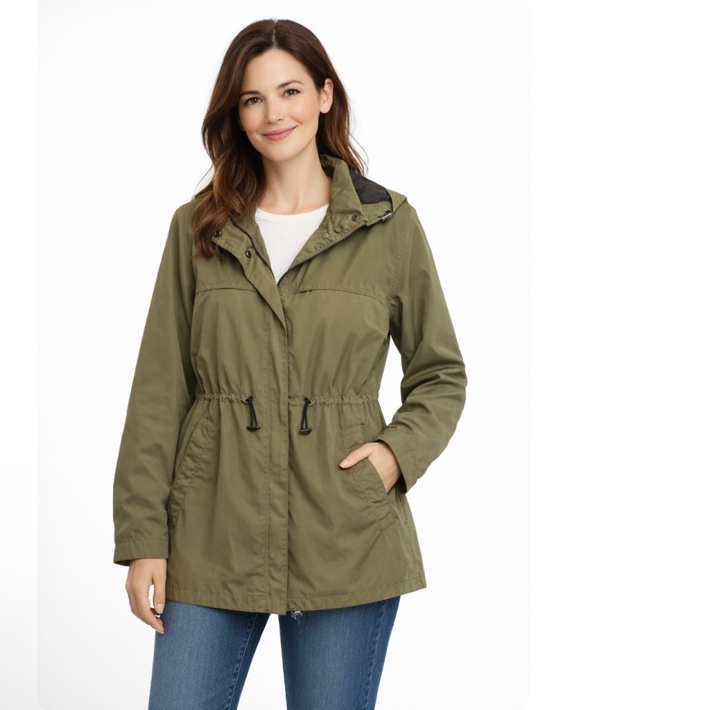 Theory Anorak Nylon Packable Olive Army Green Utility Jacket, Size Small